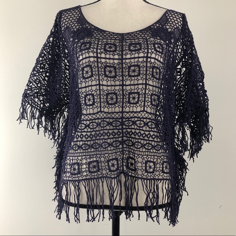 French Connection crochet Fringe Top
